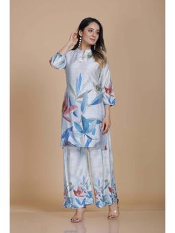Autumnlane - Blue Malti Hibis Floral Printed Work Co-Ord Set