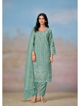 Autumnlane - Green Mayuri Oxley Embroidered Kurta with Pant and Dupatta