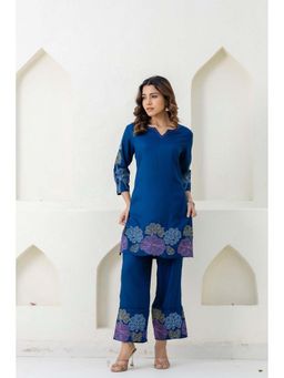 Autumnlane - Navy Blue Mokabara Alium Cotton Co-Ord Set