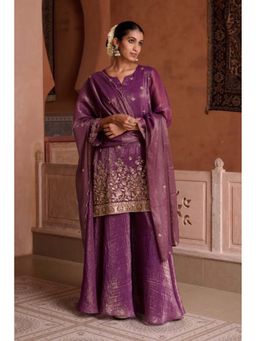 Autumnlane - Sangini Purple Embroidered Kurta with Sharara and Dupatta