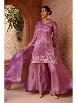 Autumnlane - Sangini Purple Embroidered Kurta with Palazzo and Dupatta