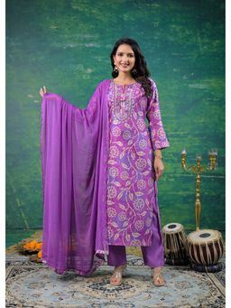 Autumnlane - Purple Shanti Imperial Printed Kurta with Pant and Dupatta