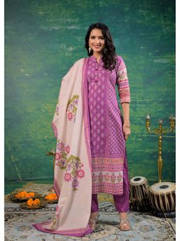 Autumnlane - Purple Shanti Orchid Printed Kurta with Pant and Dupatta