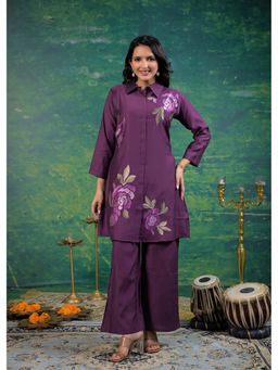Autumnlane - Purple Shanti Viridian Embroidered Co-Ord Set