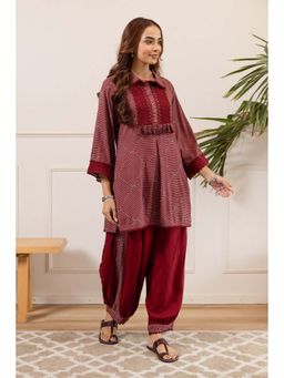 Autumnlane - Stravi Mulberry Maroon Kurti with Salwar