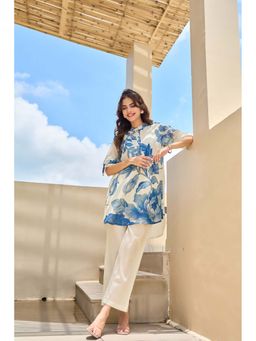 Autumnlane - White Tiara Venus Cotton Floral Printed Kurti with Pant