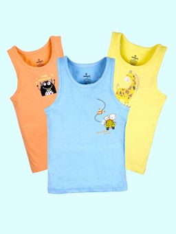 KiddoPanti - Boys 100% Cotton Printed Vest (Pack of 3)
