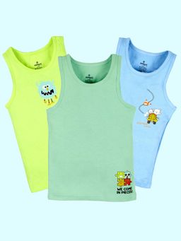 KiddoPanti - Boys 100% Cotton Printed Vest (Pack of 3)