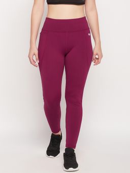 Clovia - Magenta Feather Feel High Rise 3 Pocket Active Tights