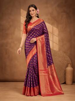 Jaipur Kurti - Purple Princess Woven Banarasi Silk Saree