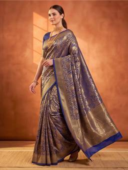 Jaipur Kurti - Women Blue Designer Weaving Saree