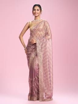 Mohey - Women Enchanting Purple Net Saree