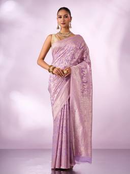 Mohey - Women Lilac Silk Saree with Weave Design