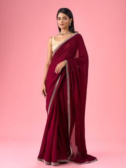 Mohey - Women Maroon Enchantment Stone Work Saree