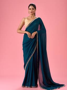 Mohey - Women Regal Teal Stone Work Saree