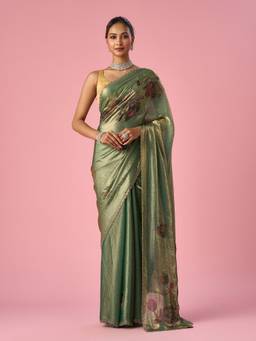 Mohey - Women Green Organza Stone Work Saree