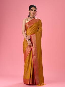 Mohey - Women Radiant Mustard Yellow Saree