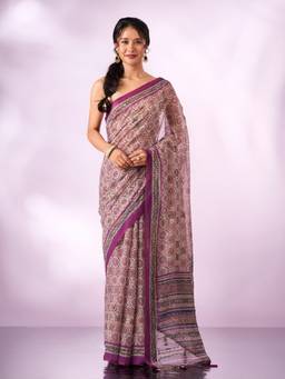 Mohey - Women Purple Silk Saree with Sequin and Thread Work
