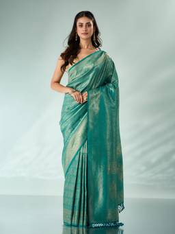 Mohey - Women Green Art Silk Woven Tassels Saree