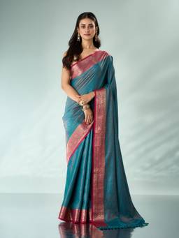 Mohey - Women Green Silk Zari Woven Saree