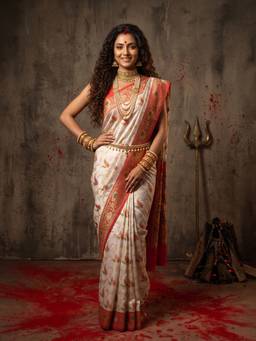 Sareemall - Women's Banarasi Silk White Woven Designer Saree