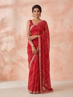 Sareemall - Women's Georgette Red Printed Designer Saree