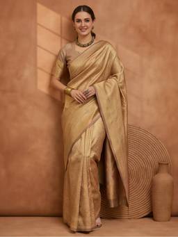 Jaipur Kurti - Beige Woven Design Subtle Border Saree