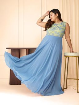 Miss Chase - Blue Sleeveless Maxi Dress