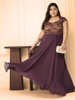 Miss Chase - Mauve Fit and Flare Maxi Dress