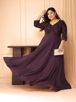 Miss Chase - Mauve Floral Print Maxi Dress