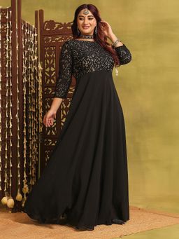 Miss Chase - Black Fit and Flare Maxi Dress