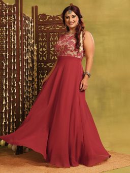 Miss Chase - Red Floral Print Maxi Dress