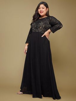 Miss Chase - Black Embroidered Maxi Dress