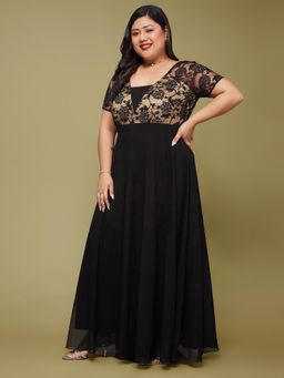 Miss Chase - Black Floral Print Maxi Dress