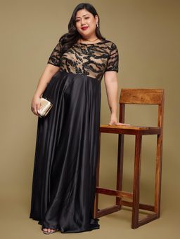 Miss Chase - Black Embellished Maxi Dress