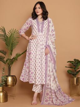 Chhabra 555 - A-Line Flared Lavender Kurta and Pant with Dupatta