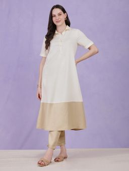 Pink Fort - Colorblock A Line Kurta and Pant (Set of 2)