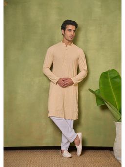 House of Chikankari - Rayon Embroidered With Sequins Mens Long Kurta- Beige