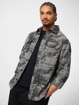 The Souled Store - Jacquard Shirt Dark Mirage Men Relaxed Shirt