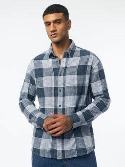 The Souled Store - Plaid Shirt Cerulean Men Relaxed Shirt