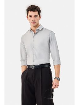 Snitch - Light Grey Solid Full Sleeves Slim Formal Luxe Shirt