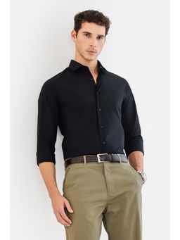 Snitch - Black Solid Full Sleeves Slim Formal Luxe Shirt