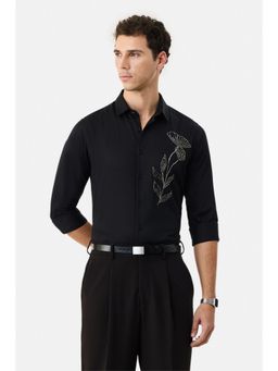 Snitch - Black Embellished Full Sleeves Slim Formal Luxe Shirt