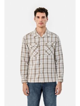 Snitch - Beige Plaid Full Sleeves Relaxed Casual Shirt