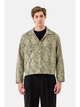 Snitch - Beige Geometric Full Sleeves Regular Casual Jacket for Men