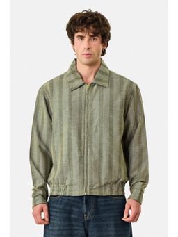 Snitch - Olive Stripes Full Sleeves Oversized Casual Jacket for Men