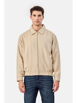 Snitch - Beige Stripes Full Sleeves Oversized Casual Jacket for Men