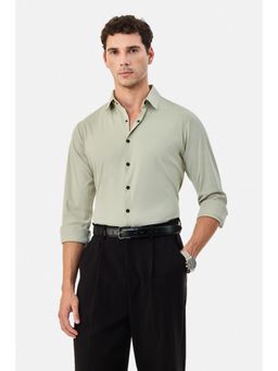 Snitch - Light Green Solid Full Sleeves Regular Formal Shirt