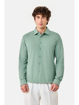 Snitch - Green Solid Full Sleeves Regular Casual Shirt