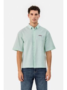 Snitch - Mint Solid Half Sleeves Casual Shirt